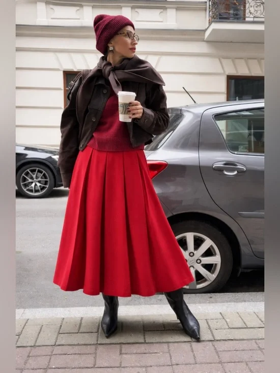 Mango Wool Blend Pleated Skirt New - Picture 2 of 6